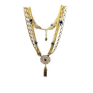 Vintage NOS Bee Charming Filigree Crystal Tassel Necklace (A1422)